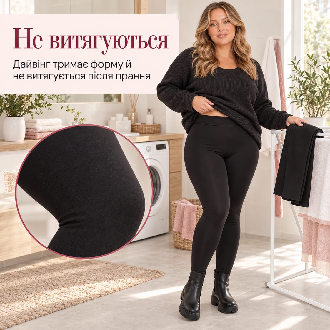 Не витягуються: дайвінг тримає форму й не витягується після прання. Лосини Belves
