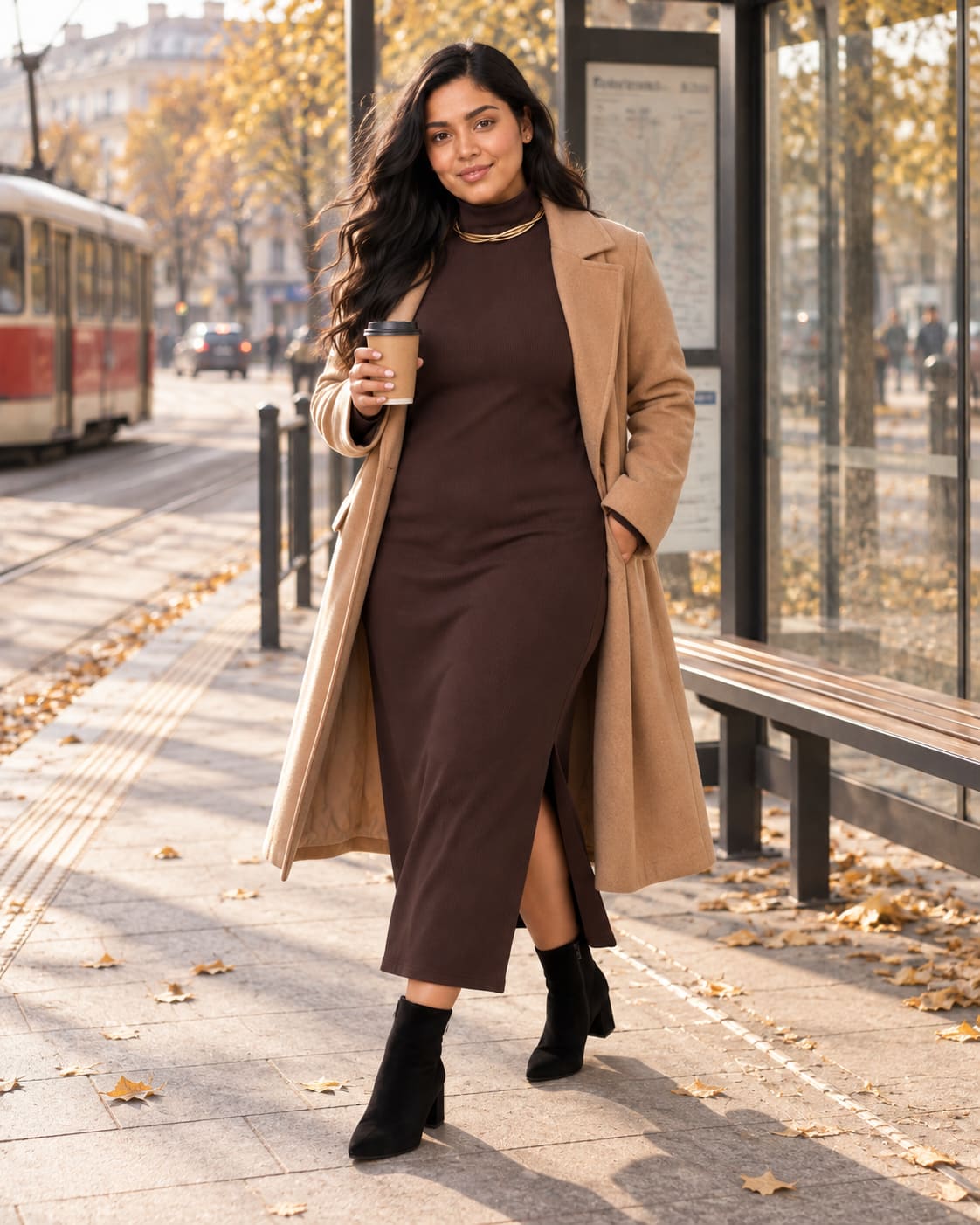 Тепла сукня-гольф Marten на флісі, шоколадний — фото 5