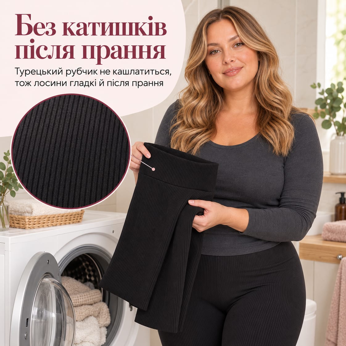 Без катишків після прання: турецький рубчик не кашлатиться, тож лосини гладкі й після прання. Лосини Ponto