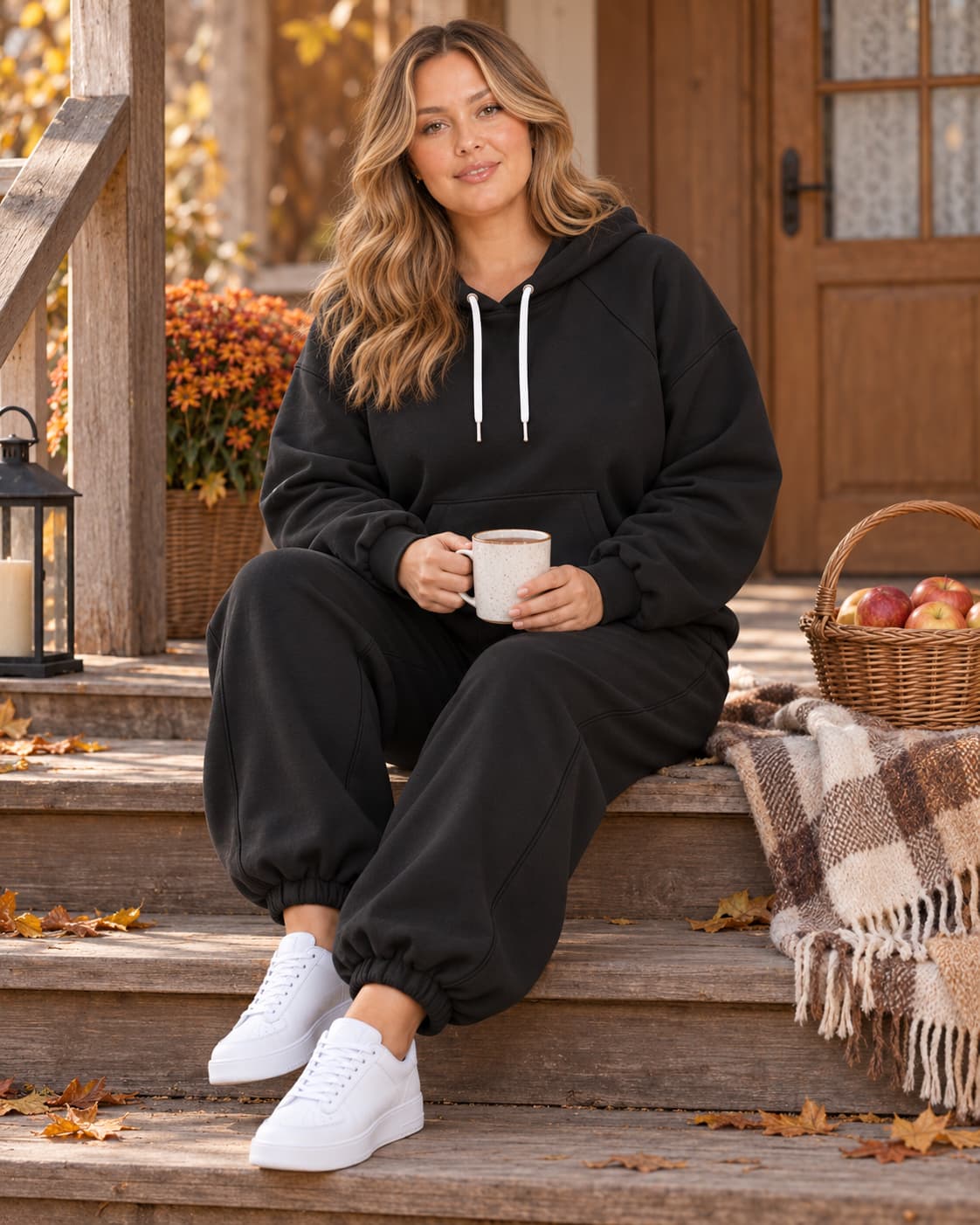 Оверсайз костюм Rimini зі штанами на манжеті, чорний — фото 6