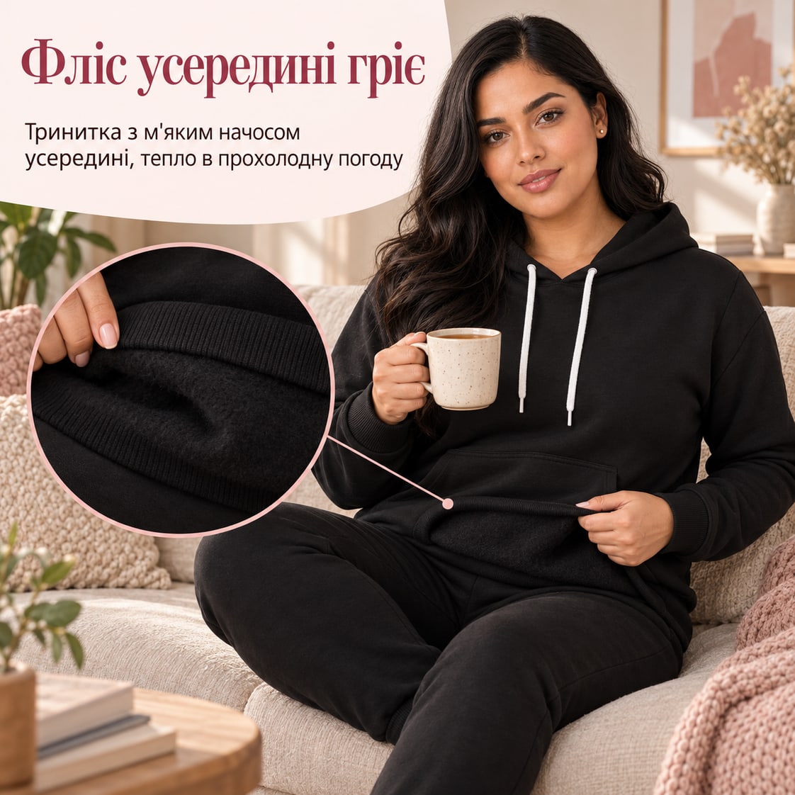 Фліс усередині гріє: тринитка з м'яким начосом усередині, тепло в прохолодну погоду. Костюм Salerno