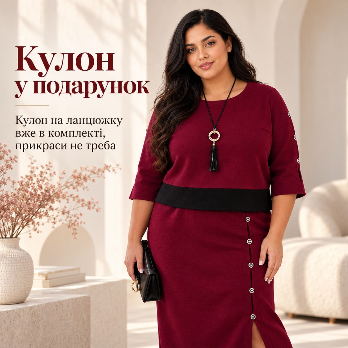 Кулон у подарунок: кулон на ланцюжку вже в комплекті, прикраси не треба. Костюм Sondrio