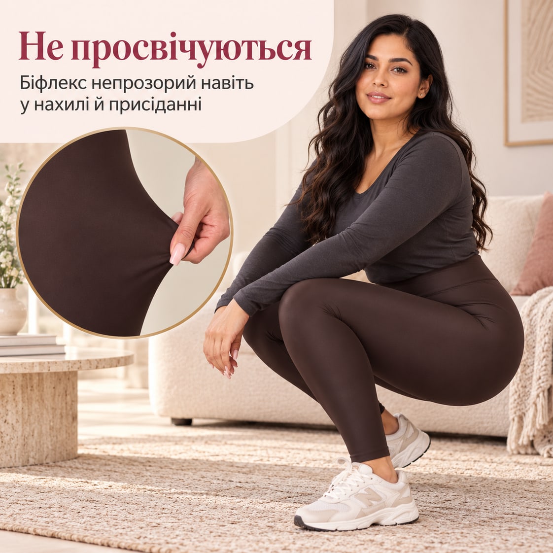 Не просвічуються: біфлекс непрозорий навіть у нахилі й присіданні. Лосини Terbo