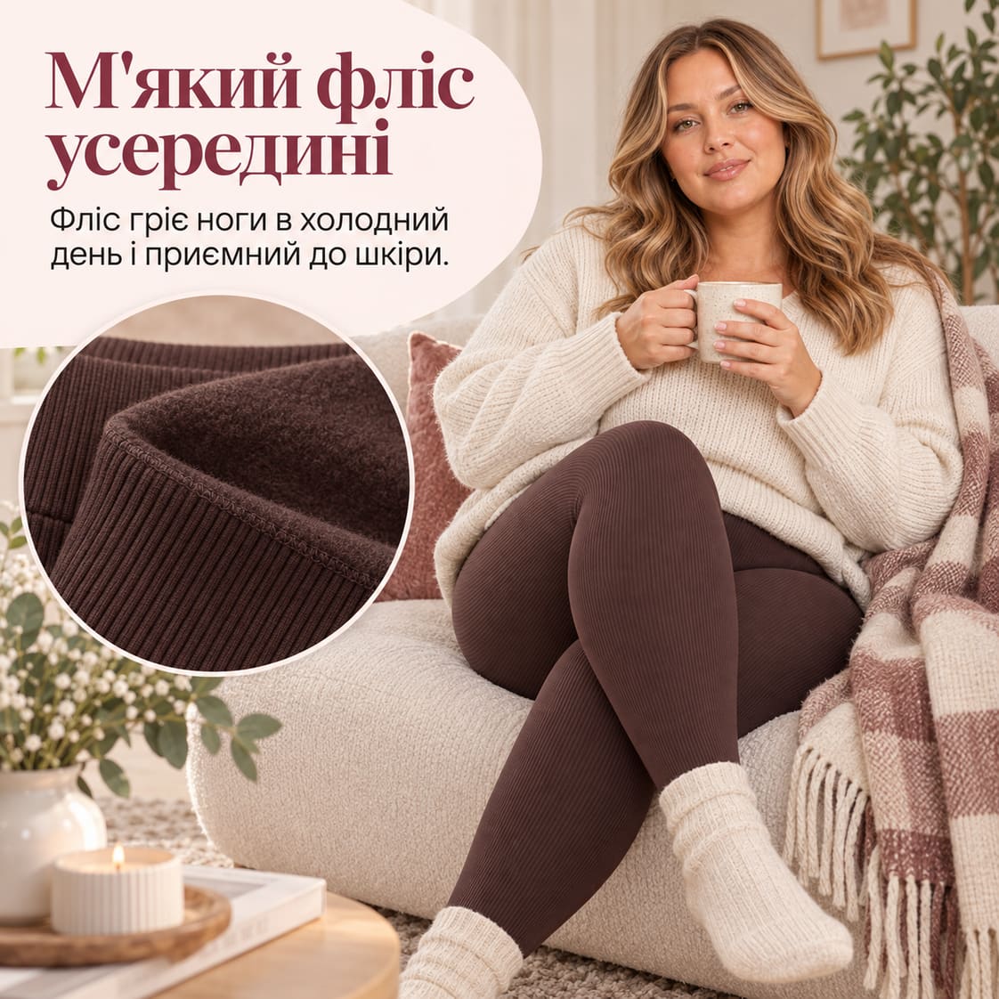 М'який фліс усередині: фліс гріє ноги в холодний день і приємний до шкіри. Лосини Trua