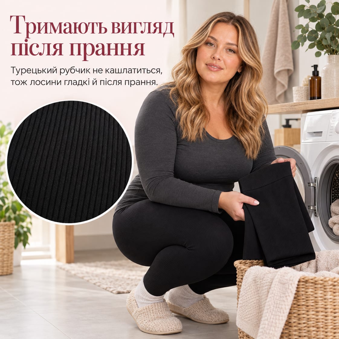 Тримають вигляд після прання: турецький рубчик не кашлатиться, тож лосини гладкі й після прання. Лосини Trua
